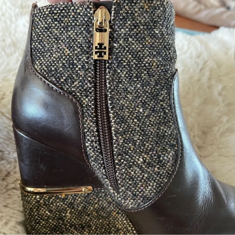 Tory Burch Brown New Cherie Wedge Boots/Booties Sz 6